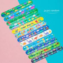24/12/1 pieza Pulseras de impacto con estampado de dinosaurios de colores, bonitas bandas elásticas para la muñeca, útiles escolares, regalos para fiestas de cumpleaños, premios y decoraciones para el aula - Ver 4