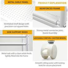 Crystals Slim Rolling Storage Trolley With Wheels, Multi-Tier Kitchen Bathroom Utility Organiser Cart - White-4-Tier - View 8