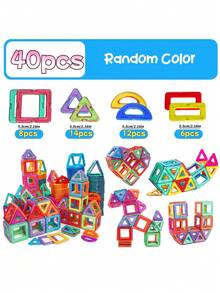 Magnetic Building Blocks Set STEM Montessori Sensory Construction Toy 3D Creative Educational Magnetic Tiles Suitable For 3+ Years Old Toddlers Children Boys Girls Halloween Christmas Birthday Party Gift Vibrant Random Color - Multicolor - View 10