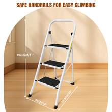 3 Step Steel Ladder Foldable Heavy Duty Steel Non Slip Tread Stepladder 330lb Max Capacity Kitchen Home Garden Step Stool - 3 Steps-steel - View 11