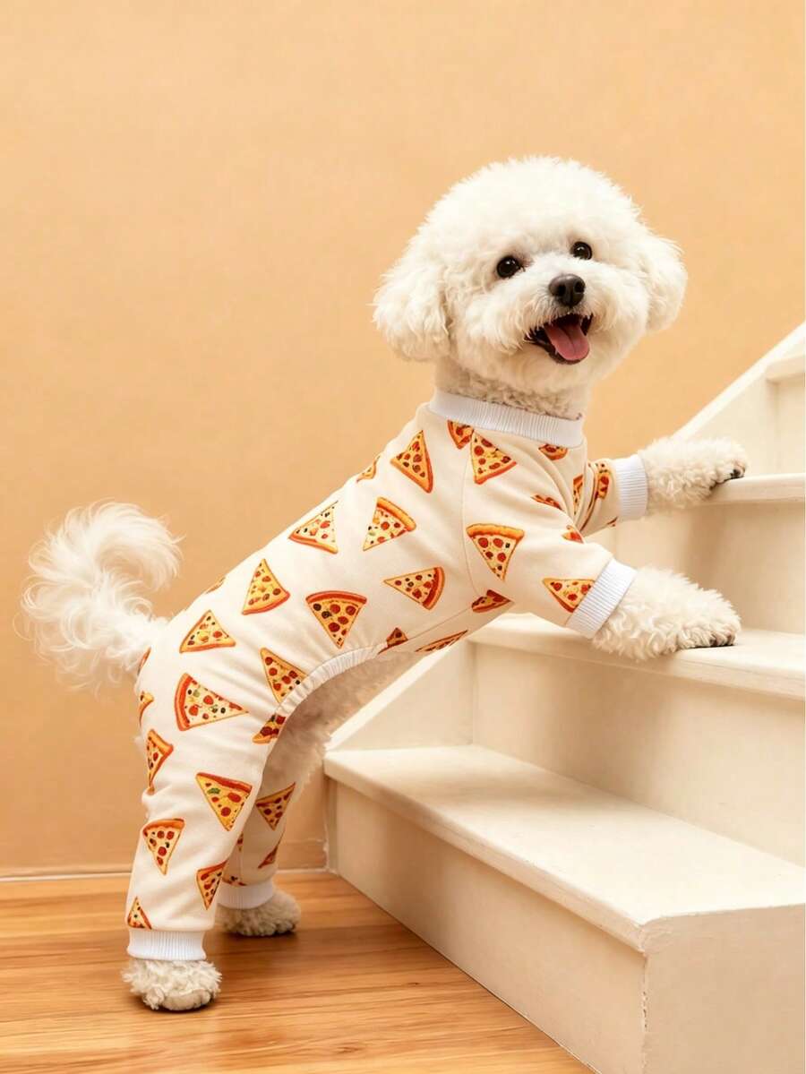 1 Stück Pizza-Muster Haustier-Pyjama, geeignet für kleine und mittlere Hunde, Anti-Haarverlust