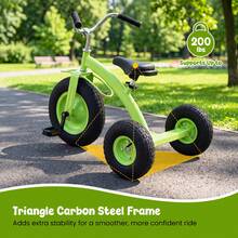 Kids Tricycle W/15 Inch Inflatable Rubber Tires Adjustable Handlebar & Seat - Green - View 9