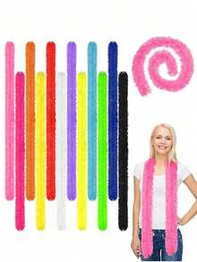 1pc Feather Boa, Diy Party Costume Accessory, Colorful Feather Boa Scarf Decor, Suitable For Birthday Party, Various Festivals And Celebrations Halloween, Christmas, Racing, Tea Party, New Year's Eve, Concert - Multicolor - View 5