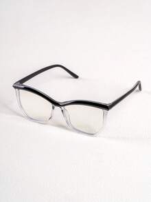 1 Pair Cat Eye Asymmetrical Eyebrow Frame Glasses, Plain Lens, Versatile Fashionable Polygon Eyewear Frame For Women - Plain Lens - View 4