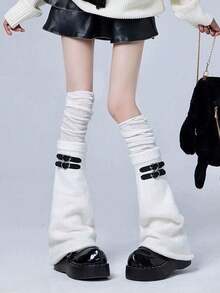 STAR RIVER Leg Warmers|1 Pair/Punk Leg Ring Buckle Wide Leg Sock Cover Cos Black Leg Sleeve, Y2k Subculture JK Over-The-Knee Slouch Leg Warmers Versatile Style - Multicolor - View 12