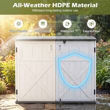 HDPE Horizontal Outdoor Storage Shed Waterproof Lockable Tool Box For Garden Tools Lawn Mower With 3-Level Adjustable Shelf - A - View 10