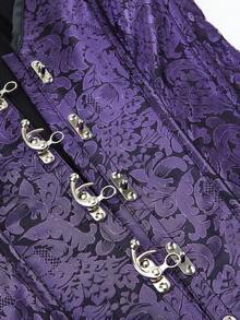 Gothic Corset Steel Boned Punk Shapewear Top Vintage Court Shoulder Strap Wrap Bone Corset Women's Tight Waist Cincher Costume For Masquerade Halloween Cosplay - Purple - View 4