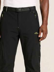 AHTELB Men's Summer Multi-Pocket Stretch Quick-Dry Hiking Pants, Pocket Black Sports - Black - View 3