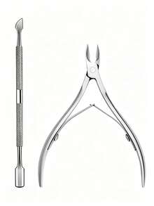 Set Gunting dan Pendorong Kutikula Stainless Steel, Alat Pemangkas Penghapus Kulit Mati Pegas Ganda untuk Salon Kuku dan Rumah, Perlengkapan Pembersihan Kutikula dan Persiapan Kuku - Perak - View 7