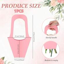 1pc/5pcs/10pcs - Kraft Paper Flower Gift Bags With Handles, DIY Handheld Flower Packaging Bags Suitable For Mother's Day, Teacher's Day, Wedding, Birthday, Party - Pink Kraft Paper Flower Box Suitable For Flower Shops - Pink - View 10