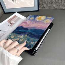 1件星空雛菊花田油畫平板保護殼，附筆槽，相容 iPad 10代智能保護殼/Air 13(M3 2025)/Air 11/11(A16 2025)，相容 OPPO Pad，相容 MatePad，相容 Vivo Pad，相容 Honor Pad，相容 Xiaoxin Pad - 彩色 - 查看 9