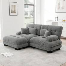 Sofa 220 cm de Chenille para hogar - Gris, 2 plazas - Ver 3