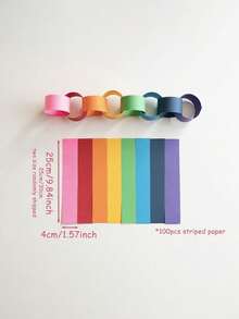 100/1pc 27ft Rainbow Paper Chain Set: DIY Party Decoration, Double-Sided Rainbow Color Paper Chain, Suitable For Kindergarten Banners, Classroom Decoration, Perfect For Baby Shower, Birthday Party Rainbow Paper Chain Decoration - Multicolor - View 8