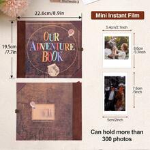 Our Adventure Book Retro Vintage, 146 Pages DIY Scrapbook Photo Album Travel Diary, Multipurpose Guestbook Memory Journal, Ideal Gift For Wedding Anniversary Travel Baby Friends Souvenir Keepsake - 復古色 - 查看 3