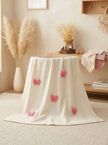 1 Stück personalisierte bestickte gestrickte Wohndecke, 3D Schmetterlings-Applikations-Dekor gewebte Bettdecke, personalisierte Namensstickerei, 4 Farben erhältlich (Rosa, Blau, Lila, Beige), faltbare Kniedecke, geeignet für Sofa, Sessel, Schlafzimmer, Balkon, Outdoor-Picknick und Kurzreisen - Verschiedenfarbig - Übersicht 8
