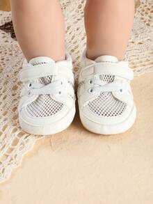 Summer 0-1 Year Old Unisex Infant Soft Sole Walking Shoes, 5-7 Months Newborn Infant Mesh Breathable Solid Color Sports Shoes - White - View 8