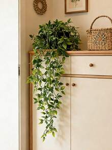 2 Peças Plantas Artificiais Penduradas | Plantas Penduradas Falsas, Mini Plantas Artificiais em Vasos, Adequadas para Parede de Flores DIY, Flores Falsas Resistentes a UV, Adequadas para Jardim Suspenso, Varanda, Decoração Externa de Parapeito de Janela, Adequadas para Casa, Sala de Estar, Banheiro, Adequadas para Decoração de Sala de Outono, Decoração de Halloween/Natal (Inclui Vasos de Flores) - Verde - Visão 5