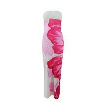 Sexy, Fitted, Printed, Strapless Dress With A Slit And A Body-Hugging Cut. - 粉色 - 查看 1