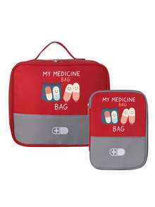 Portable "My Medicine Bag" Pill Pattern Medical Pouch, Compact First Aid Kit, Convenient Medical Storage Bag For Travel & Home Use, Small Medicine Bag, Emergency Pack, Multiple Colors Available, Essential Medical Accessory For Health-Conscious People, Daily Health Management Organizer - Multicolor - View 33