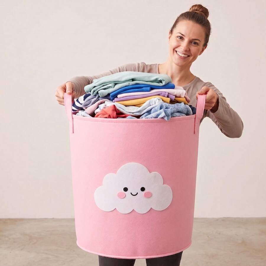 Foldable Laundry Basket 40L, Large Capacity Felt Laundry Hamper With Portable Handles, Multipurpose Storage Organizer For Clothes & Toys In Bedroom, Bathroom, Laundry Room - Multicolor - View 1
