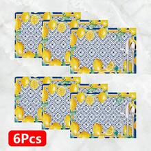 1件/4件/6件，居家裝飾，檸檬圖案印花亞麻餐墊，四季適用，適合餐桌，可水洗餐墊，杯墊，廚房餐墊，家居用品，廚房用品，餐桌裝飾 - 彩色 - 查看 12