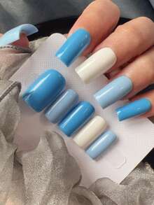 Zysa 10pcs Handmade Nails Press On Nails Short Nails For Summer Vacation Graduation Party - Multicolor - View 3