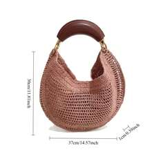 Luxuriöse, croissantförmige gewebte Handtasche, elegantes, hohles Design, Damen-Unterarmtasche, multifunktionale Stroh-Strandtasche, geeignet für den Urlaub, Damenhandtasche. - Rose - Übersicht 7