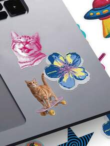 YWWBLD 50pcs Millennial Pop Style Stickers For Scrapbook, Suitcase, Laptop, Skateboard, Guitar, Decor DIY Transparent Stickers - Multicolor - View 4