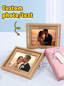 Marco de fotos de escritorio personalizado con foto, pantalla de desplazamiento, decoración de escritorio con foto personalizada, adecuado para el hogar y la oficina, caja de recuerdos de fotos giratoria, regalo de aniversario, Día de San Valentín, cumpleaños, graduación, soporte de exhibición de fotos - Multicolor - Ver 1