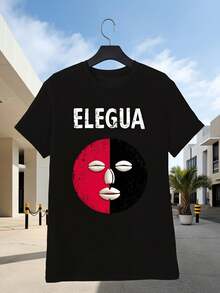 Camiseta Elegua African para eventos, playa, deportes, ropa de exterior, atuendo casual para todo el año. Camiseta retro casual de manga corta con cuello redondo y estampado, adecuada para e - Negro - Ver 1