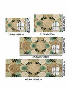 DAJIANG 1 buah Karpet Anyaman 3D Berbentuk Garis Panjang, Motif Daun, Cocok untuk Kamar Mandi, Dapur, Luar Ruangan, Lorong, Kamar Tidur, Ruang Tamu, Dapat Dicuci dengan Mesin, Mudah Dibersihkan, Keset Anti Selip untuk Pintu Masuk, Aksesori Karpet Dekorasi Kamar Tidur - MultiWarna - View 3