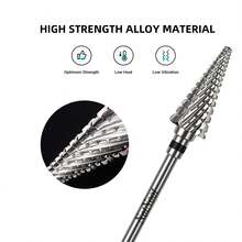 NotNoot 3/32" 錐形筆尖美甲電鑽鑽頭 交叉切削 安全碳化物錐形鑽頭，適用於角質層清潔、死皮去除、凝膠指甲油卸除，美甲與足部護理用電鑽頭 XC - 銀色 - 查看 2