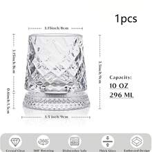 1/2件裝奢華水晶威士忌杯，優雅旋轉防潑濺啤酒杯，高端烈酒、調酒、利口酒玻璃杯，時尚居家旋轉玻璃杯，旋轉復古水晶威士忌杯組（1個杯子+1個水晶底座），190ml厚底平底旋轉杯，適用於朗姆酒、咖啡、牛奶，也適合休閒放鬆、酒吧、居家使用或作為聖誕禮物 - 透明色 - 查看 13