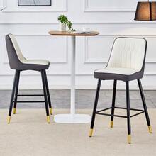 Set Of 2 Bar Stools / 100 Cm High. Stylish Bar Stools / Black PU Leather And Comfortable Footrest / Available In Several Colors / 120 Kg Load Capacity / For Restaurants, Bars And Living Rooms - 深灰色+白色+銀色 - 查看 3