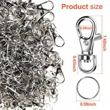 60 piezas de broche de langosta y anillo para llaves, 30 piezas de clip para llavero y 30 piezas de anillo para llavero, kit para hacer llaveros, joyería, artes y manualidades, plateado - A - Ver 3