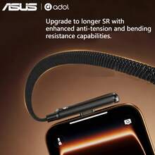 ASUS 240W Foldable Stand Type-C Cable, Built-In Phone Stand. Comes With A 90° Angled Plug, Supporting 360° Rotation And Multi-Angle Adjustment,Braided Fast Charging Cable With Multi-Function Holder, Compatible With IPhone 15-17 ProMax, IPad, Tablet, Designed Specifically For Gaming, It's The Perfect Easter Gift To Give To A Friend. - Black - View 4