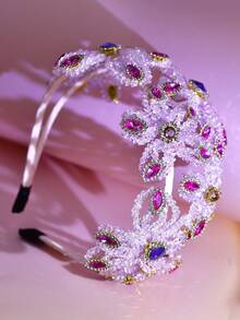 1pc Elegant Faux Crystal Decor Wide Headband Women's Hair Accessory Wedding Accessory Suitable For Party Photography Holiday Gift - Multicolor - View 6