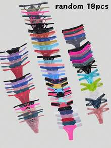 18pcs/Pack Randomly Assorted Low Rise Lace Sexy Comfortable Tanga Thongs For Women - Multicolor - View 5