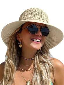 Women's Wide Brim Sun Hat, Adjustable Beach Hat, UPF 50+ Protection, Gift For Valentine's Day - A - View 11