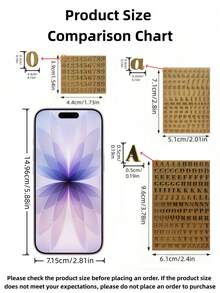 半张金属闪光字母数字贴纸 | 金银色装饰，适用于树脂浇铸、DIY工艺品、剪贴簿、美甲、石膏、蜡烛和香薰——非常适合手机壳、杯垫和密封材料 - 彩色 - 查看 3