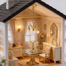 Mini Crystal Chandelier Miniature Ornament, No Electricity Required, Metal And Faux Crystal Splicing Craft, Light Luxury Home Static Decoration, Suitable For Dollhouse Living Room Scene, DIY Sand Table Architectural Layout And Miniature Scene Arrangement Accessories - A - View 8