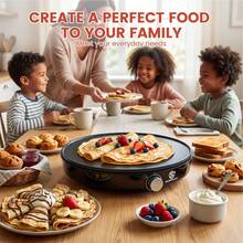SUPERLEX Multifunctional Crepe Maker, Multi-Purpose Pancake Machine And Household Frying Pan. Featuring A Non-Stick Coating And A Scraper. Adjustable Temperature Control For Cooking Beef Steaks, Fried Eggs And Bacon. Ideal For Kitchen Breakfast Preparation. - UK Plug(220-240V) - View 5