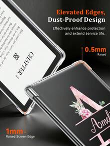 Ayotu 客製化透明電子閱讀器保護殼，適用於全新 Kindle Paperwhite 第 12 代（2024 年款，7 吋，26 個字母可選）超薄防刮矽膠背蓋，相容 6 吋全新 Kindle（第 11 代 2024/2022 發行版），相容 Clara Colour、Clara BW 6 吋、Libra Colour 7 吋 - 彩色 - 查看 7