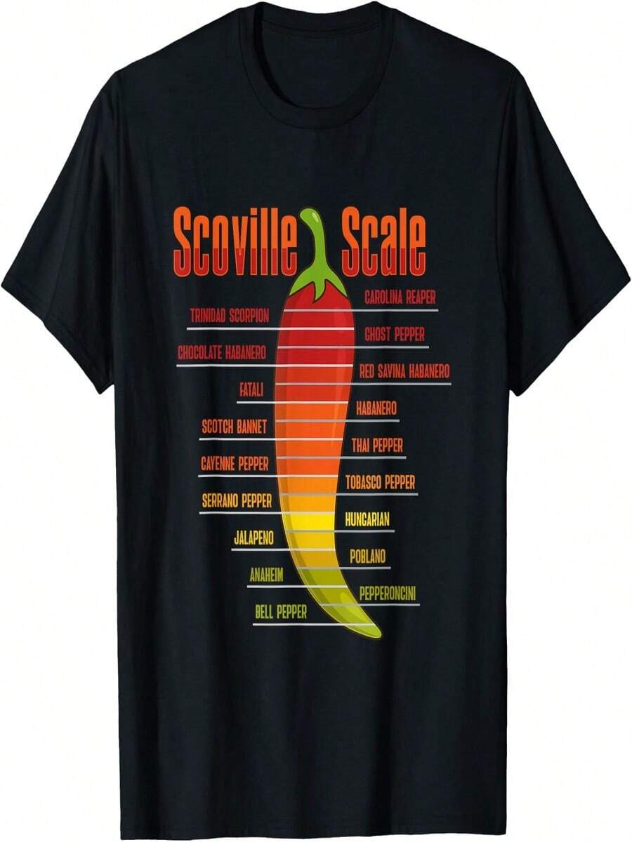 Dise?o de camiseta para entusiastas del chile habanero con gráfico de la unidad de calor Scoville. - Negro - Ver 1