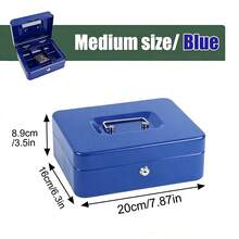 1pc Portable Metal Cash Box With Lock, Dual-Layer Coin Safe With Coin Tray And 2 Keys, Large Size Home/Office/Store Security Money Box, Black - Multicolor - View 23