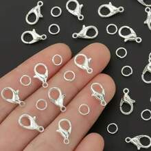 300pcs Lobster Claw Clasp And Jump Ring Set, Includes 100pcs Lobster Clasps And 200pcs Jump Rings, Suitable For Handmade Beading, Spacer Bead Connectors, Pendant Necklace Clips, Bracelet Connectors, Open Rings And Jewelry Making Materials - Lobster Buckle With Open Ring - View 7