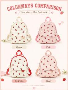 XD 2026 New Cute Sweet Corduroy Lightweight Mini Backpack, Soft And Comfortable, Perfect For Travel, Spring Outings, School Essentials, (Random Print Position) - Multicolor - View 3