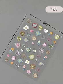 1pc Macaron Embroidered Floral Heart Butterfly Transparent Sticker, Gentle Macaron Embroidered Floral Butterfly Heart Transparent Sticker, Digital Camera Case, Spring Handmade Material, Vintage Digital Camera, Headphone Decorative Sticker - Colorful Butterfly Flowers - View 7