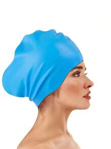 Unisex Oversized Swim Cap, Ponytail Design, Suitable For Long And Thick Curly Hair, Dreadlocks, Braids, Afro Hair, Silicone Material, Keeps Hair Dry, Beach Essential, Beach Accessory, Pool Float - Multicolor - View 17
