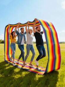 Rainbow Fabric Team Walking Mat, Outdoor Collaborative Game, Team Building Coordination Training Toy For Teens And Adults, Colorful Group Activity Equipment, Party Sports Meet Camping Sports Game Gift, Suitable For Boys, Girls And Families - Multicolor - View 5